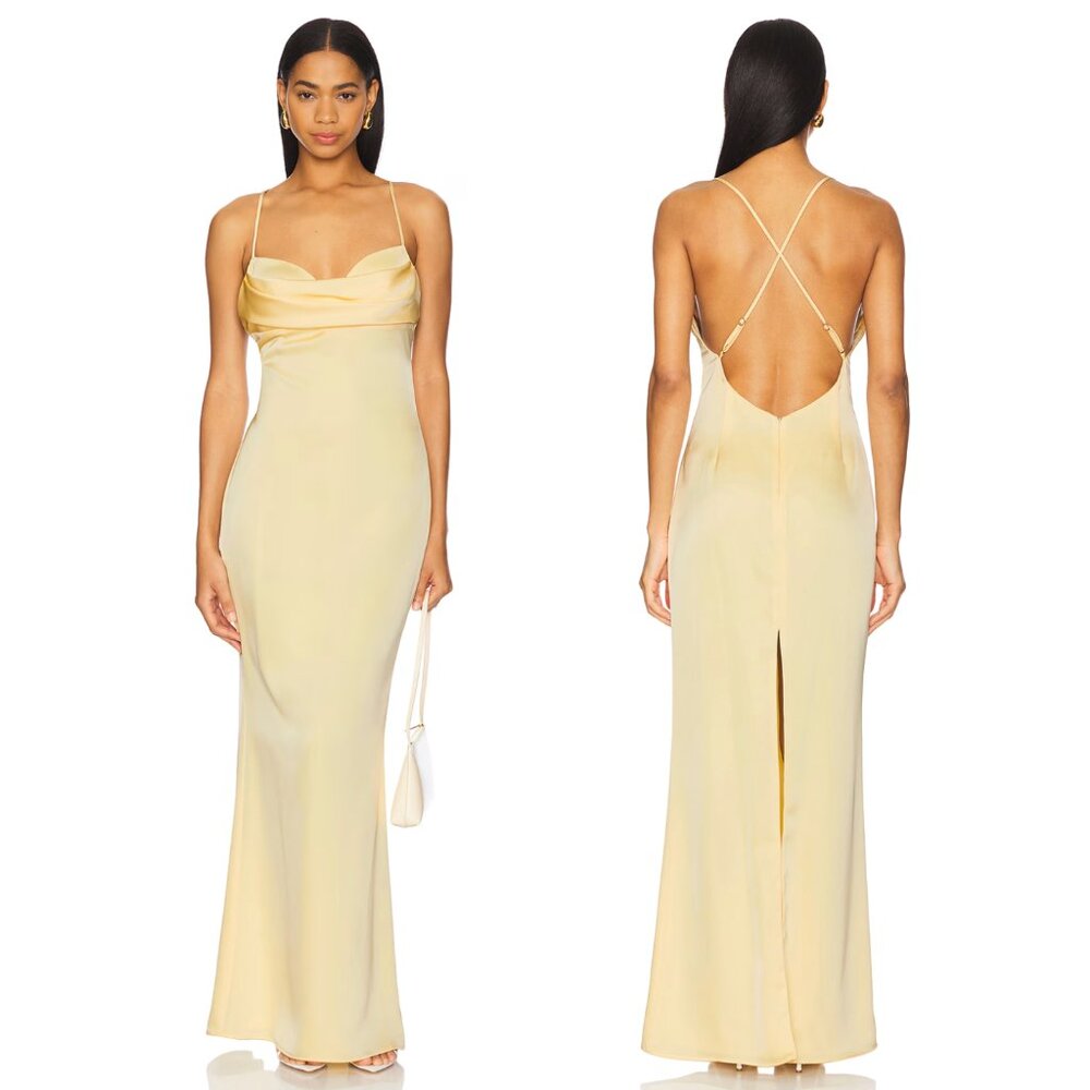 NEW Katie May Tara Gown in Butter Light Yellow Formal Maxi Dress XS